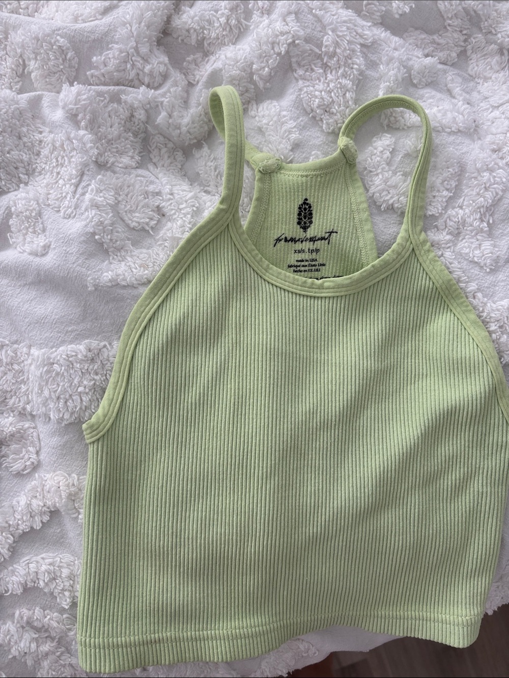 Free People Light Green Ribbed Crop Tank